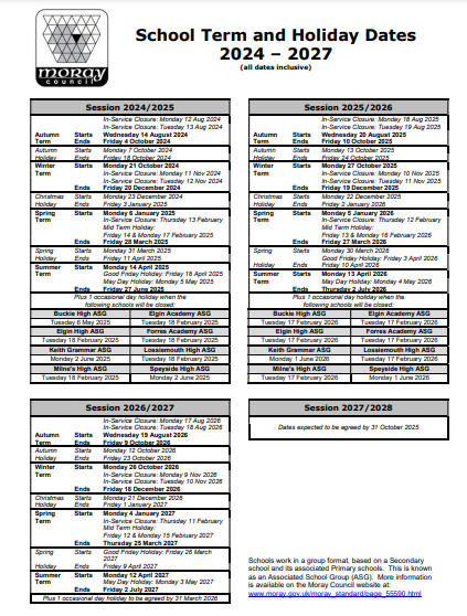 Link to Moray School Term Dates