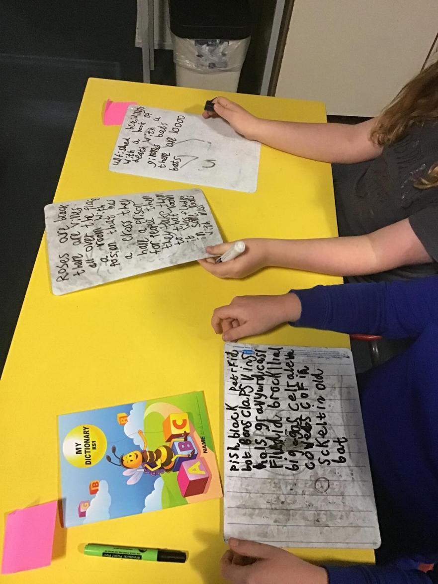 Writing activity using whiteboards